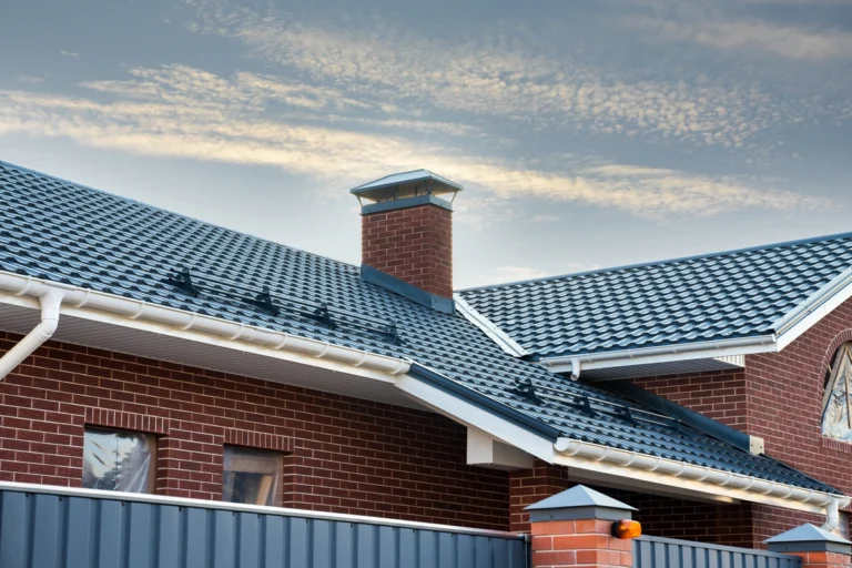 close-up of metal roof with flashing installed for water-proofing