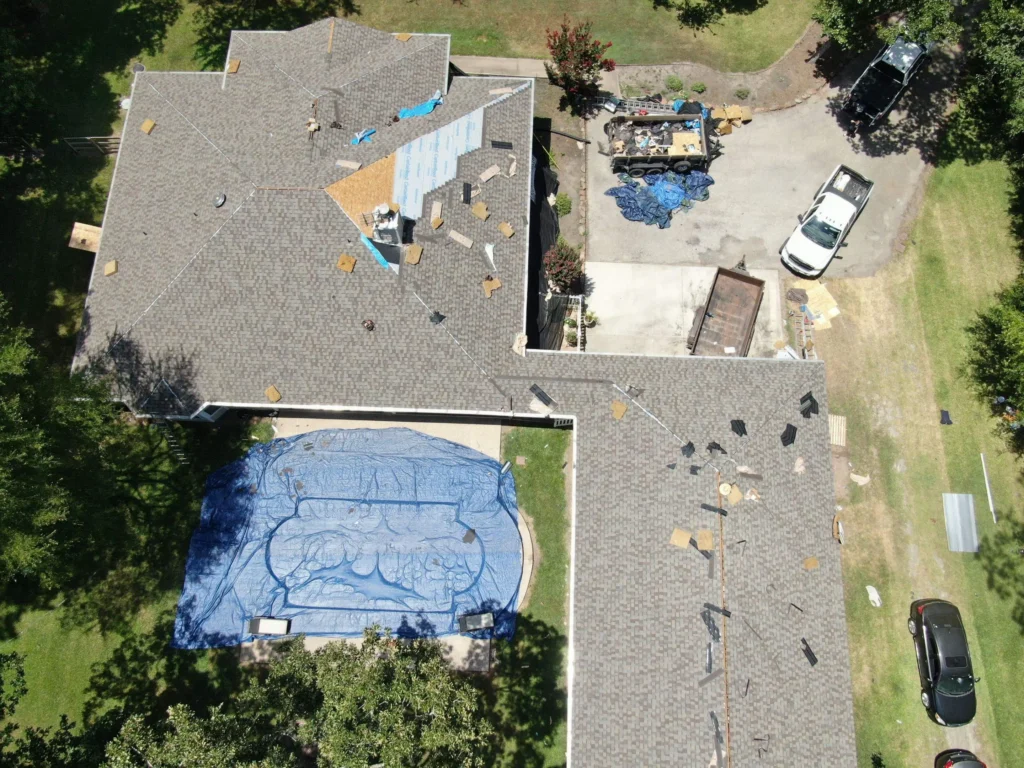 house gray shingle roof replacement