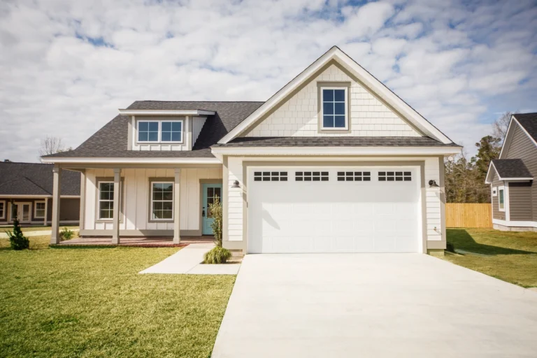 suburban house exterior view from driveway