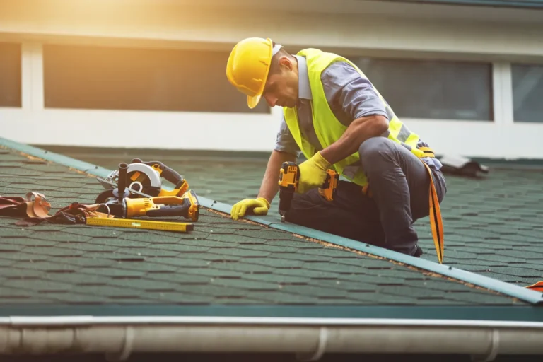 a construction worker with safety equipment