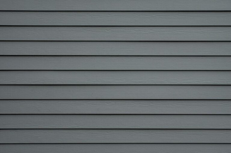 Gray horizontal siding panels.